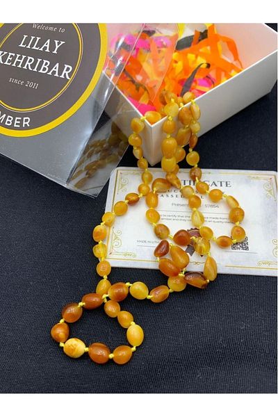 BOJI Adult Healing Supply Original Certified Drop Amber Necklace 60-65cm