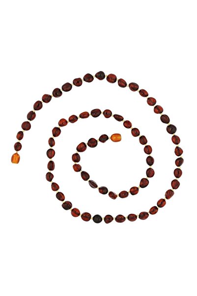 BOJI Orjinal Yetişkin Damla Kehribar Bordo Kolye Sinir Stres Guatr 55-60 Cm