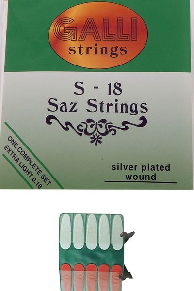 Anatolia 0.18 Imported Galli Short Handle Saz Wire Set + 10 Pieces Saz Tezene Plectrum Set