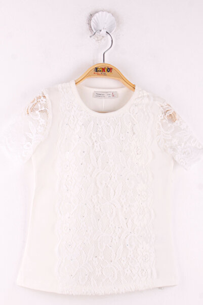 Toontoy Tricou școlar din dantelă pentru fete