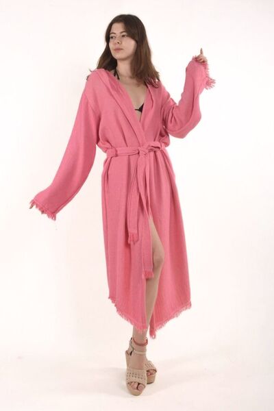 HİLAL COLLECTİON Віскозний бамбуковий капюшонний халат 1 бавовняний халат з п...