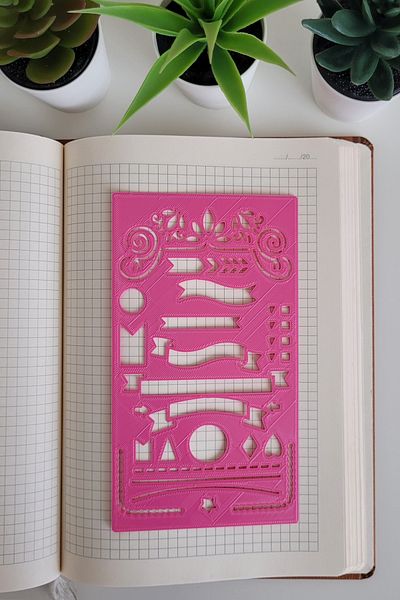 Karmelom Studio Bullet Journal Ribbon Head Detailed Template Ruler