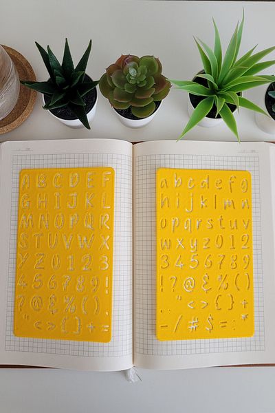Karmelom Studio Bullet Journal Handwritten Font Large and Small Letter 2-Piece Template Ruler Set