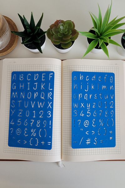 Karmelom Studio Handwritten Letter Template Ruler Set - Large and Small Letter Dual Set for Bullet Journal