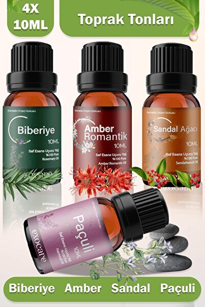 exocare Amber,Sandal Ağacı,Biberiye,Paçuli Uçucu Buhurdanlık Difüzör Yağı,oda...