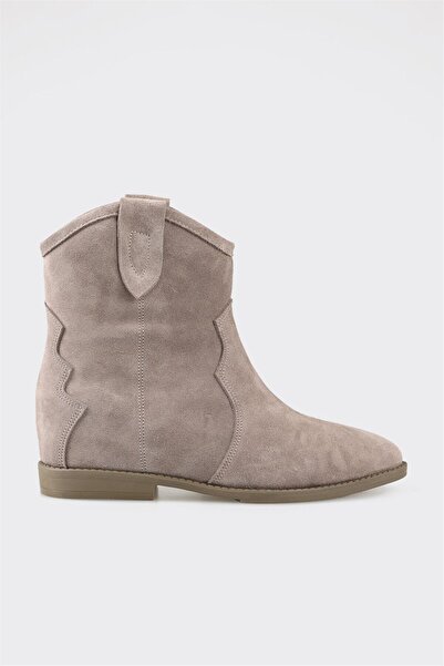 Elle Shoes Vizon Deri Kadın Western Bot