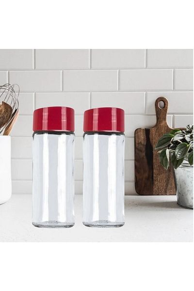 Paşabahçe Zest 2 Pieces Glass Salt Shaker Spice Rack with Plastic Lid 110cc