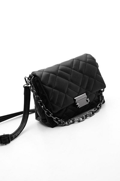 Marjin Women's Shoulder Bag Quilted Chain Crossbody Bag Interlining black