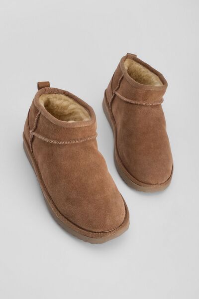 Marjin Dámské boty pro volný čas z pravé kůže – kožešina uvnitř, mini velikost, semiš Rolen Brown