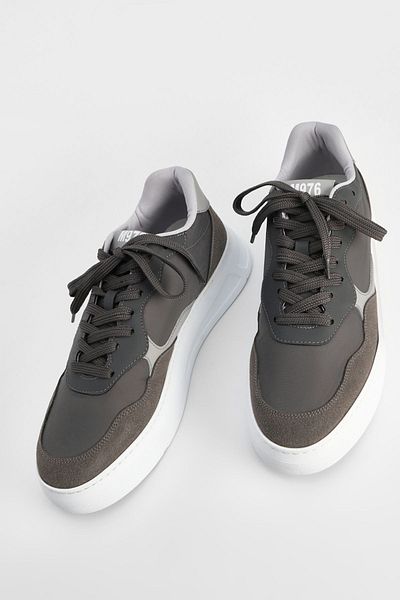 Marjin Men's Sneakers Thick Sole Lace-Up Sports Shoes Taser Gray