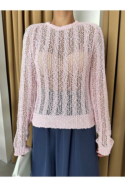 Laluvia Rosa Strickbluse – Spinnennetz-Design