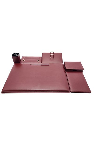 Classifix 7 Piece Napa Faux Leather Desk Set - Claret Red Clx- 106761