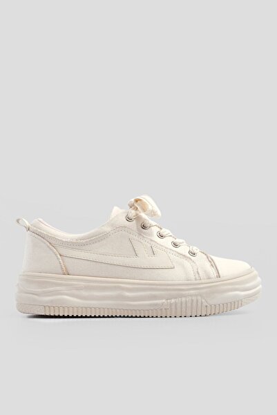 Marjin Women's Sneaker High Sole Lace-Up Sports Shoes Arhes ECRU