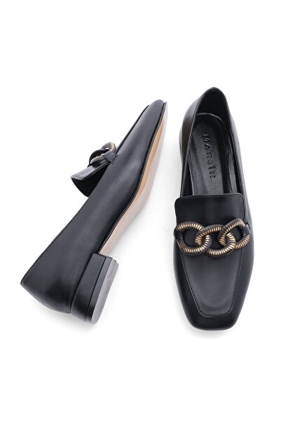 Marjin Damskie mokasyny z łańcuszkową klamrą Tolira czarne