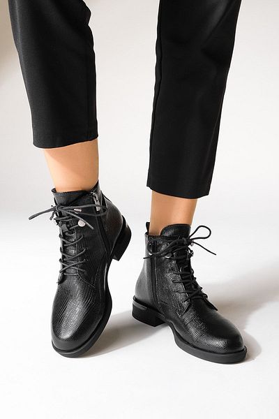 Marjin Damenstiefel, Schnürstiefel, Reißverschluss, Ligante, Schwarz, Schlangenleder