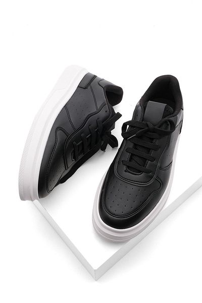 Marjin Men's Sneaker High Sole Lace-Up Sports Shoes Azka Black