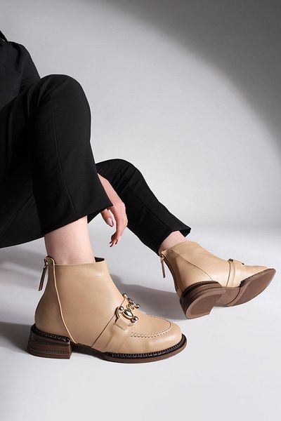 Marjin Women's Buckle Casual Boots&bootie Adeke beige