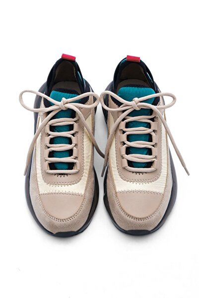 Marjin Women's Sneakers Transparent Sole Lace-Up Sports Shoes Gunes Beige