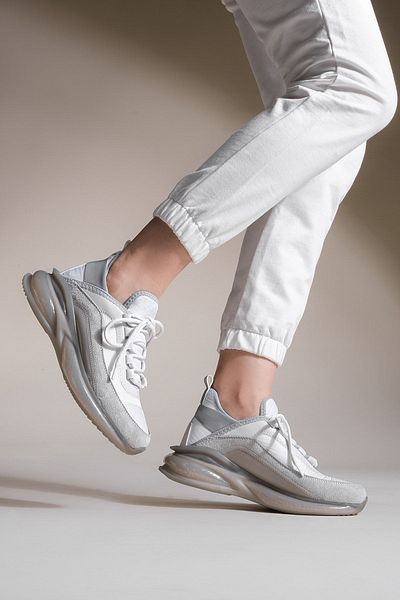 Marjin Unisex Sneaker Transparent Sole Lace-Up Sports Shoes Gunes White
