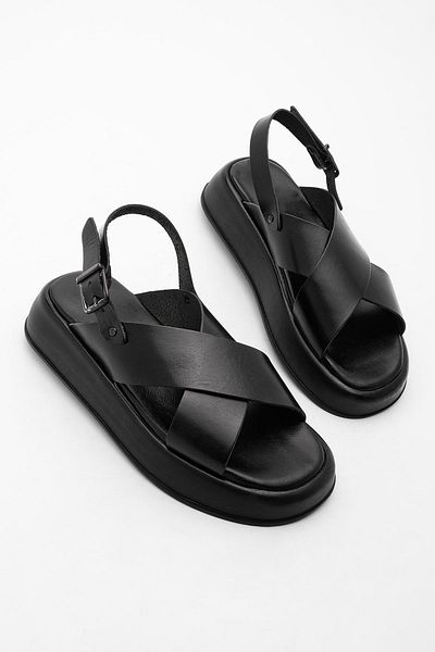 Marjin Women's Genuine Leather Daily Sandals Thick Sole Atirya black