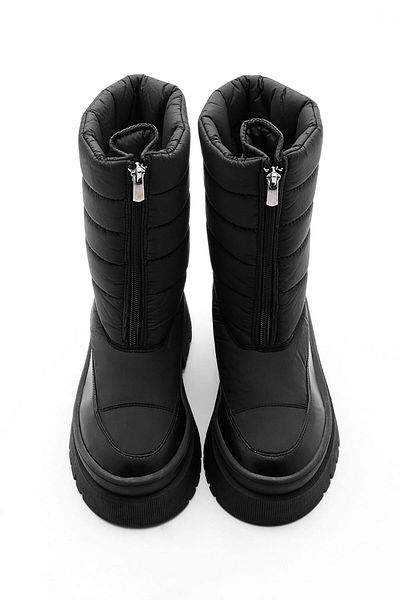 Marjin Women's Snow Boots Furry Front Zipper Thick Serrated Sole Pulaz black