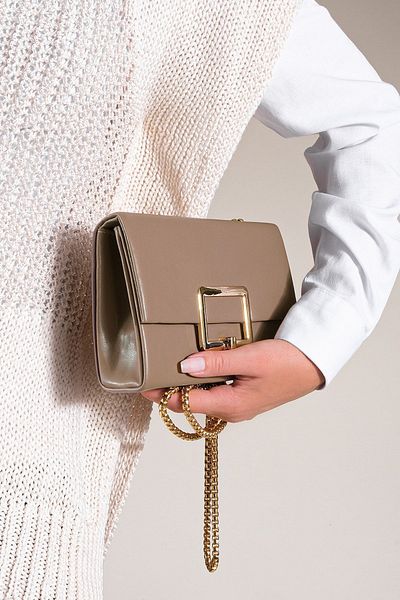 Marjin Women's Hand&Shoulder Bag Gold Color Gold Chain Strap Sovi Mink