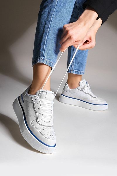 Marjin Damen Sneaker Hohe Sohle Schnürschuhe Sportschuhe Lekya Weiß Pailletten