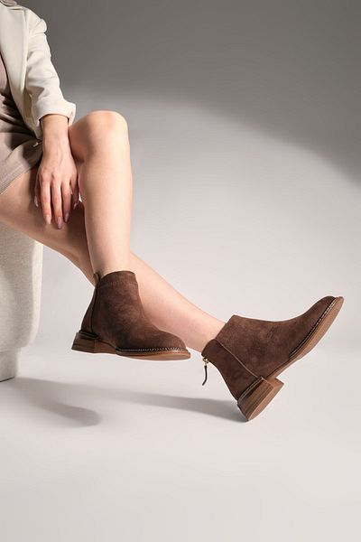 Marjin Women's Daily Boot&Bootie Back Zippered Efren Coffee