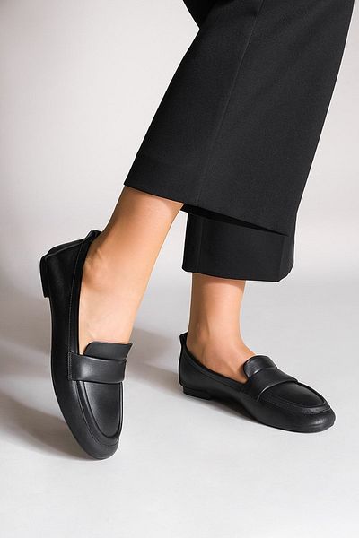 Marjin Women's Loafer Genuine Leather Casual Shoes Token Black