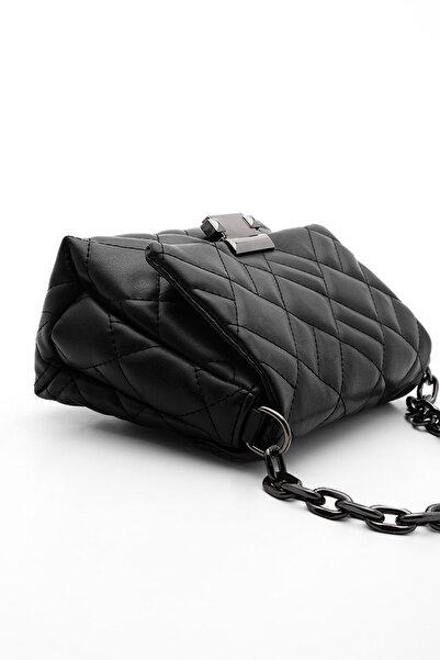 Marjin Women's Shoulder Bag Quilted Chain Crossbody Bag Interlining black