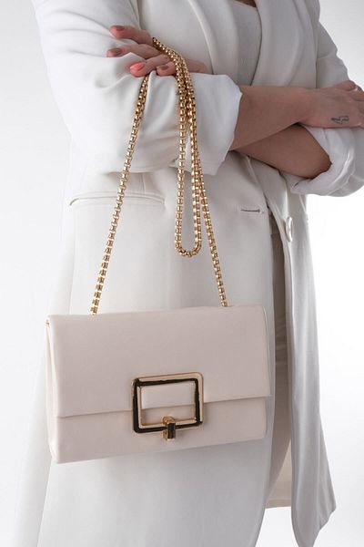 Marjin Women's Hand&Shoulder Bag Gold Color Gold Chain Strap Sovi beige