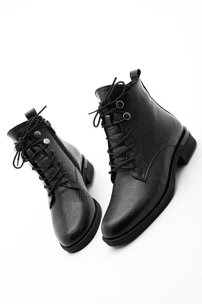 Marjin Damenstiefel, Schnürstiefel, Reißverschluss, Ligante, Schwarz, Schlangenleder