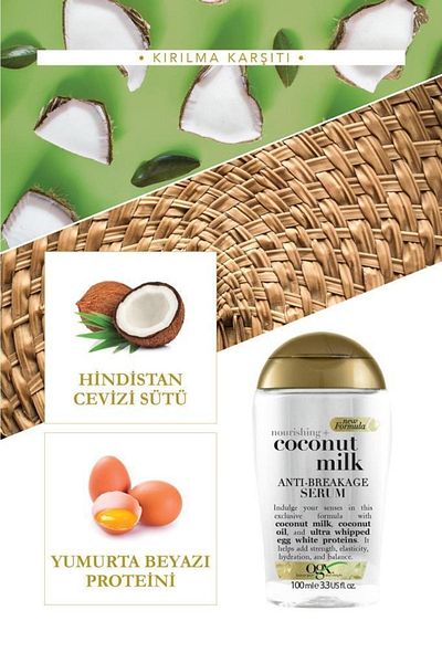 OGX Coconut Milk Serum - Nourishing and Anti-Breakage, 100 ml X2 Sulfate Free