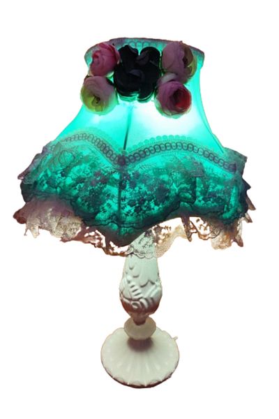 onyyapim Vintage Advantagee Flower Patterned Lace Embroidered Satin Lampshade - 30X50Cm