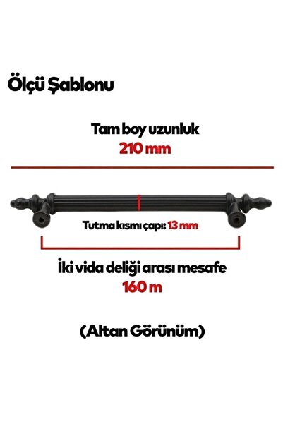 Ulaş Hırdavat Siyah Kulp 160 Mm Sert Polimer Kulp(VİDA DAHİL) MOBİLYA MUTFAK BANYO