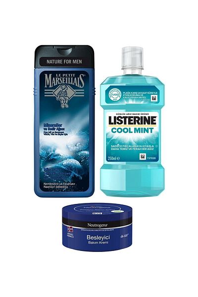 Neutrogena Nourishing Care 300 ml+Listerine Cool Mint 250ml+Le Petit Marseillais Mineral Cedar 400ml