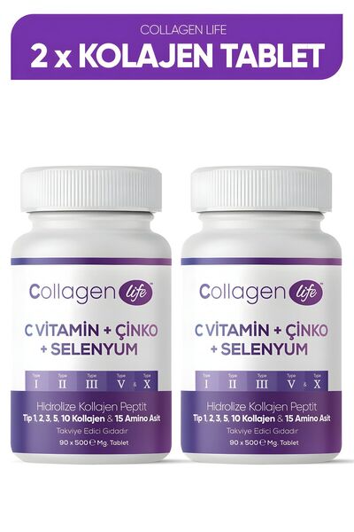 COLLAGEN LIFE 2'li Fırsat; 5 Tip Kolajen Tip 1 Tip 2 Tip 3 Tip 5 Tip 10, Sele...