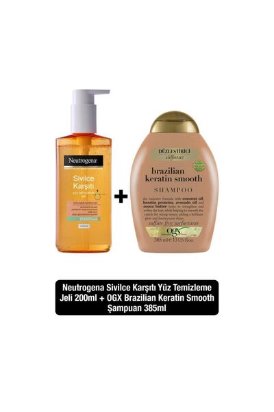 Neutrogena Sivilce Karşıtı Günlük Yüz Temizleme Jeli 200 ml Ogx Sülfatsız Şampuan Keratin Smooth 3