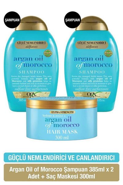 OGX Morocco Argan Oil Moisturizing Shampoo X2 - Sulfate-Free Hair Mask