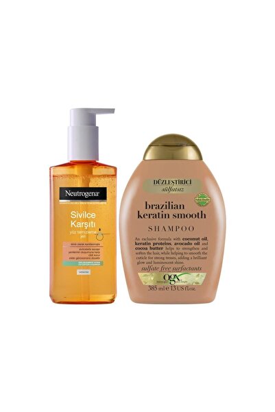 Neutrogena Sivilce Karşıtı Günlük Yüz Temizleme Jeli 200 ml Ogx Sülfatsız Şampuan Keratin Smooth 3