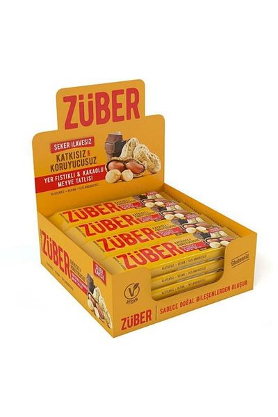 Züber 40g Fruit Bar - with Ground Peanuts and Cocoa, 12 Pieces