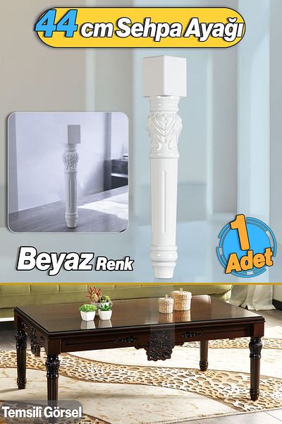 Badem10 Star Plastic Picior Masuta de Cafea 44cm Culoare Albă Picior Mediu Pentru Masă de Cafea Extensibilă Mobilier Picioare Masă 1Buc Alb