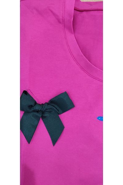 AKGHOME AKG BIRD DETAILED PINK LONG WOMEN T-SHIRT