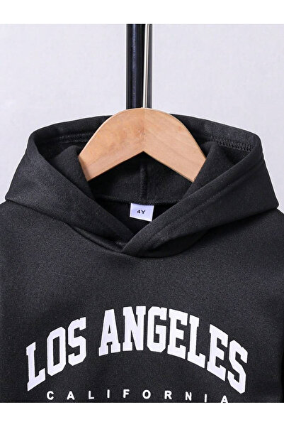 THEKONT Set de trening unisex din bumbac cu glugă cu imprimeu Los Angeles - COD:20241