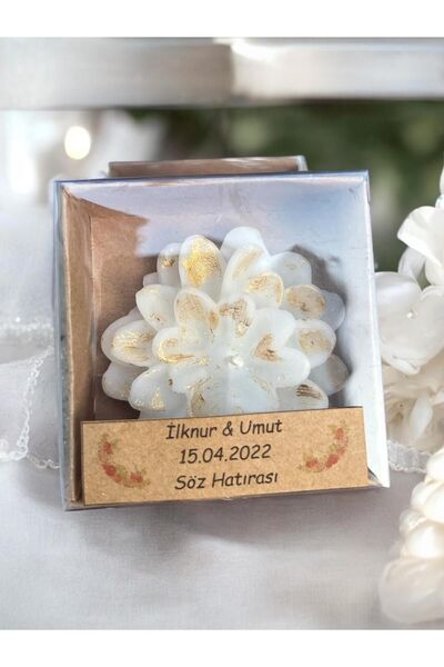 aralmini 20 Adet Altın Varaklı  Lotus Mum, Nikah Şekeri, Doğum, Sünnet, Düğün...