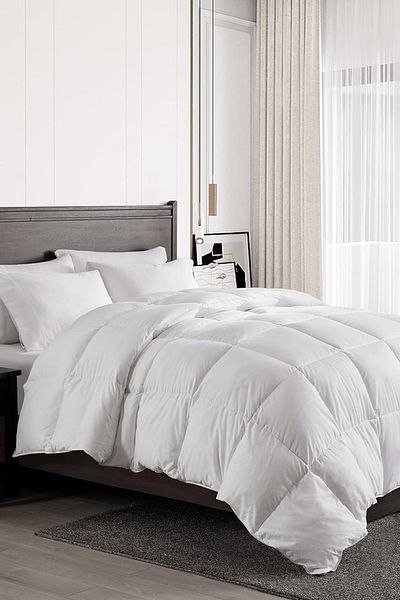 Evlen Home Collection لحاف شتوي من الألياف الدقيقة باللون الأبيض - مزدوج، مضاد للحساسية، حشوة ناعمة، 195 × 215 سم