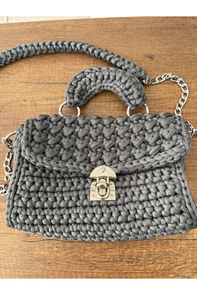 Butik El Yapımı Antrasit Renkli Çanta