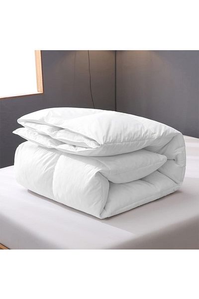 Evlen Home Collection لحاف شتوي من الألياف الدقيقة باللون الأبيض - مزدوج، مضاد للحساسية، حشوة ناعمة، 195 × 215 سم