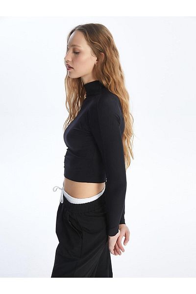 LC Waikiki LCW Vision - Crop Top pentru femei cu guler și mâneci lungi