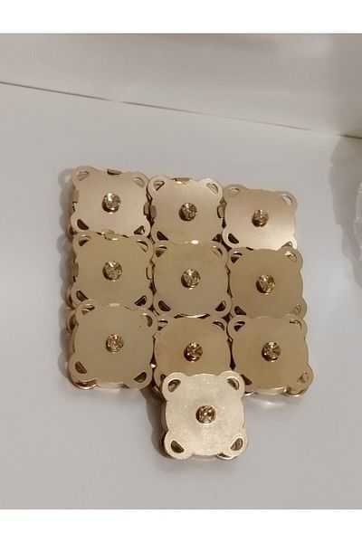 Kotı Shop Gold Colored Snap Fastener Sewable Magnet Bag - 10 Pieces